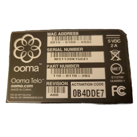 OOMA TELO VOIP HOME PHONE SERVICE W/AC & ETHERNET - Picture 3 of 11